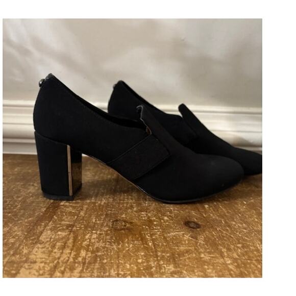 Donald J Pliner Women 7.5 Clem Ankle Booties Block Heel Black Shoe Slip On - Picture 2 of 8